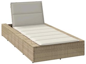 vidaXL Espreguiçadeira com almofada flutuante vime PE bege