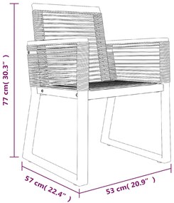 Conjunto de jantar para jardim 5 pcs vime PVC preto