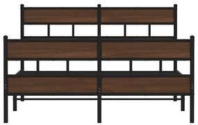 Estrutura cama sem colchão 160x200 cm metal carvalho castanho