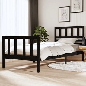 Estrutura cama de solteiro 90x200 cm madeira maciça preto