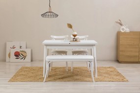 Conjunto de Mesa de Jantar Extensível e Cadeiras Oliver – Branco – Mes
