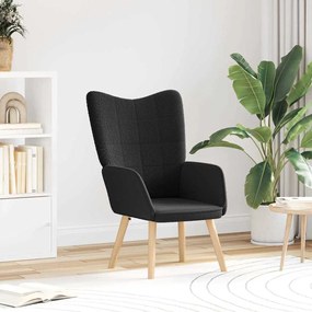 Poltrona Relaxante vidaXL Preto em Tecido Tipo Lã Enrolada