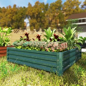Floreira de horta quadrada em chapa de aço ondulada, 120 x 120 x 30 cm, verde escuro