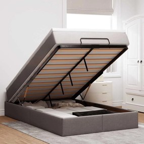 vidaXL Estrutura de cama otomana com colchão 120x190cm tecido cinzento