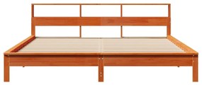 Cama sem colchão 200x200 cm pinho maciço castanho-mel