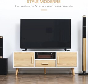 Móvel de TV até 46 polegadas com 1 gaveta, 2 armários, 1 nicho e 1 passador de cabos - 120 x 37 x 45,5 cm branco