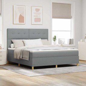 vidaXL Cama Box Spring com Colchão e Luz LED Cinza Claro 180x200 cm Tecido