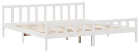 Cama com estante sem colchão 180x200 cm pinho maciço branco