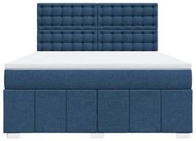 Cama com molas/colchão 180x200 cm tecido azul