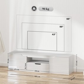 Móvel de TV, 160 x 38 x 43 cm, Para Televisões até 65 Polegadas, Branco