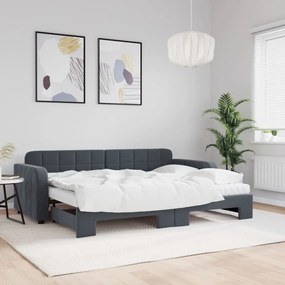 vidaXL Sofá-cama c/ gavetão e colchões 80x200cm veludo cinzento-escuro