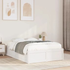 Cama sem colchão 135x190 cm madeira de pinho maciça branco