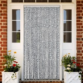Cortina anti-insetos 118x220 cm chenille cinzento/preto/branco