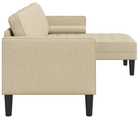 Sofá L de 3 Lugares vidaXL Creme 160 cm em Tecido