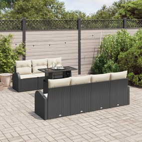 Conjunto de Sofá de Jardim vidaXL de 8 Peças com Almofadas Preto Ratta
