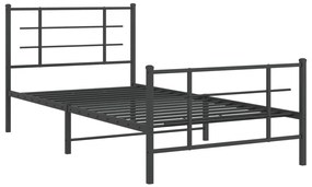 Estrutura de cama com cabeceira e pés 107x203 cm metal preto