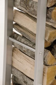 Suporte para lenha Keri em aço inoxidável 60 x 150 x 25 cm Prateado