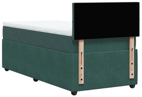 Cama com molas/colchão 90x200 cm veludo verde-escuro