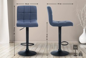 Conjunto de 2 bancos altos em tecido com estrutura preta 94-114 x 46 x 47 cm azul