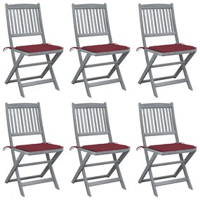 vidaXL Cadeiras exterior dobráveis c/ almofadões 6 pcs acácia maciça