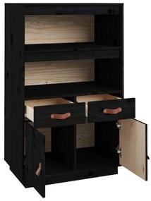 Aparador alto 67x40x108,5 cm pinho maciço preto