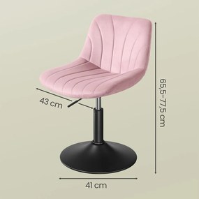 Banco para toucador com altura ajustavel 46,5 x 43 x (65,5-77,5) em veludo Rosa