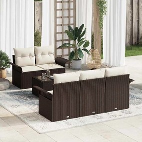 vidaXL Conjunto de Sofás de Jardim com Almofadas Castanho Rattan Poliéster
