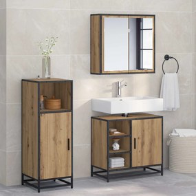 vidaXL Conjunto de Móveis para Banheiro 3 pcs Carvalho Artesanal