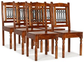 Cadeiras de jantar 6 pcs em madeira maciça + sheesham clássicas