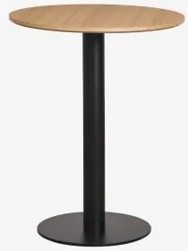 Mesa De Bar Redonda Em Mdf Xiren Ø60 Cm & Castanho Madeira Natural - Preto - Sklum