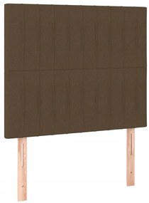 Cama box spring c/ colchão/LED 100x200cm tecido castanho-escuro