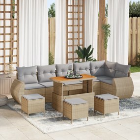 Conjunto de Sofá de Jardim vidaXL de 10 Peças com Almofadas Bege Polir