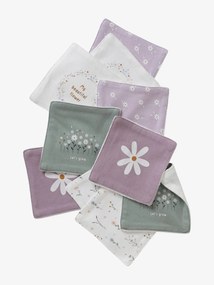Oferta do IVA - Lote de 10 toalhetes laváveis violeta claro estampado