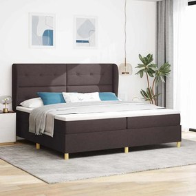 Cama Box Spring vidaXL com Colchão - Castanho Escuro, 200x200 cm, Tecido