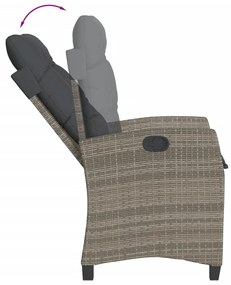 3 pcs conjunto de jantar p/ jardim c/ almofadões vime PE cinza