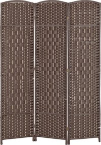 Biombo interior de madeira com 3 painéis, divisória dobrável para sala ou quarto, 135 x 180 cm, castanho