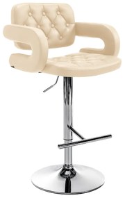 Banco de bar Dublin em couro sintético 62 x 103-123 x 55 cm Creme