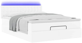 Cama otomana com colchões &amp; LEDs 140x200 cm couro artificial