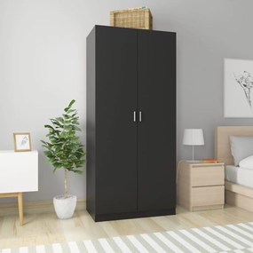 800631 vidaXL Roupeiro 90x52x200 cm contraplacado preto