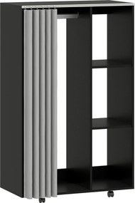 HOMCOM Armário Roupeiro Móvel 4 Rodízios com Varão para Roupas e Prateleiras Abertas 80x40x128 cm Preto | Aosom Portugal