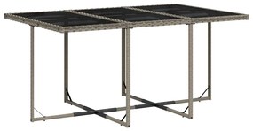 11 pcs conjunto jantar p/ jardim c/ almofadões vime PE cinzento