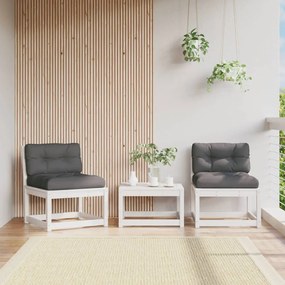 vidaXL Sofás de jardim c/ almofadões 2 pcs pinho maciço branco
