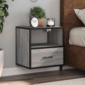 vidaXL Mesa de cabeceira de parede 40x31x39,5 cm cinzento sonoma