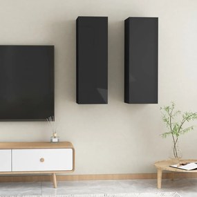vidaXL Móveis de TV 2 pcs derivados de madeira preto brilhante