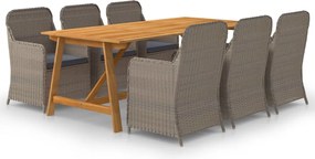 vidaXL 7 pcs conjunto de jantar para jardim castanho