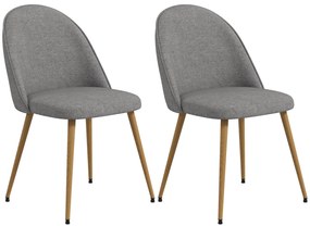 HOMCOM Conjunto de 2 Cadeiras Sala de Jantar Estofadas em Tecido de Linho com Pés de Aço 50x52x83 cm Cinza e Madeira | Aosom Portugal