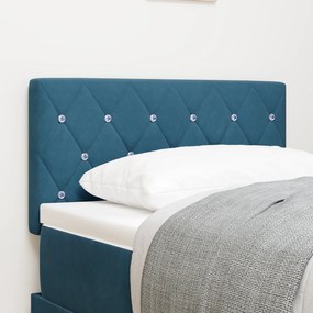 Cabeceira vidaXL Botão de Cristal Estofada Azul Escuro 80 cm Veludo