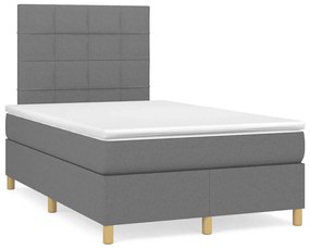 Cama boxspring com colchão 120x190 cm tecido cinzento-escuro
