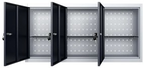 Armário ferramentas parede industrial metal cinzento e preto