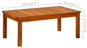 Mesa de centro p/ jardim 90x50x36 cm madeira de acácia maciça